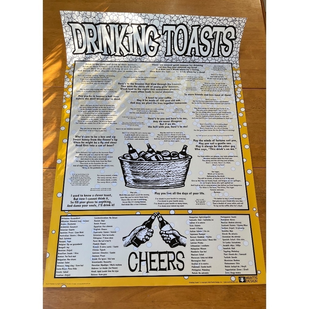 Drinking‎ Toasts Large Poster College Collection Wall Room Decor, Size 24x36